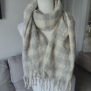 Loft wool blend neutral plaid print
